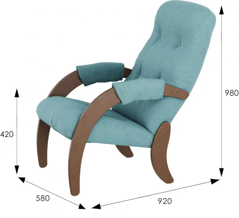Кресло для отдыха Модель 61 Ткань ультра минт, каркас орех от фабрики Mebelik
