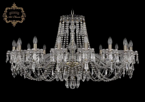 Подвесная большая люстра Art Classic 11.23 11.23.16.400.Br.Dr (220V, хрусталь, на цепи, подсвечник, свеча)