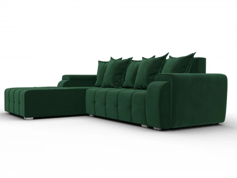 Диван угловой Лига-121 левый угол (ДСП,Брус,Велюр/Зеленый) Лига Диванов 137347L