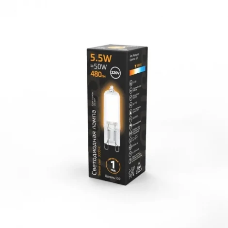 Лампочка светодиодная капсульная прозрачная колба G9 5 Вт 480 lm 3000K теплое белое свечение Gauss 107809105
