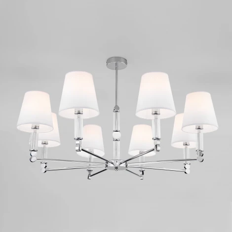 Потолочная люстра Wi-Fi на штанге Eurosvet Conso 60145/8 хром (220V, управление смартфоном, голосовое управление, умный дом - Minimir Home, Алиса, Маруся, Салют)