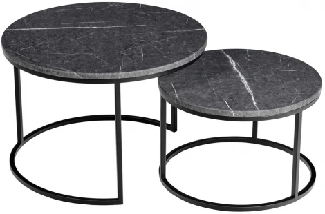 Набор кофейных столиков Tango серый мрамор с чёрными ножками, 2шт Bradex Home RF 0206