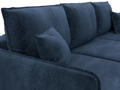 Диван угловой Лига-064 НПБ угол универсальный (ДСП/Дерево/Велюр/Синий) Лига Диванов 129628