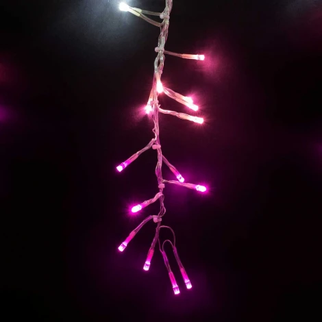 Гирлянда Бахрома с Эффектом Бегущий Огонь 1,75 x 0,4 м Бело-Розовая 24В, 320 LED, Провод Прозрачный Силикон, IP65