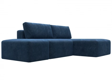 Диван угловой модульный с пуфом Лига-060 НПБ угол универсальный (ЛДСП,Брус,Фанера/Пластик/Велюр/Синий) Лига Диванов 129696