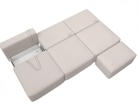 Диван прямой модульный с пуфом Лига-060 НПБ Лонг (ЛДСП,Брус,Фанера/Пластик/Замша/Бежевый) Лига Диванов 129487