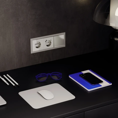 Проходной переключатель одноклавишный с подсветкой (шелк) Voltum S70 VLS010404