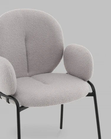 Стул с подлокотниками Моллек букле светло-серый Stool Group арт.УТ000041635