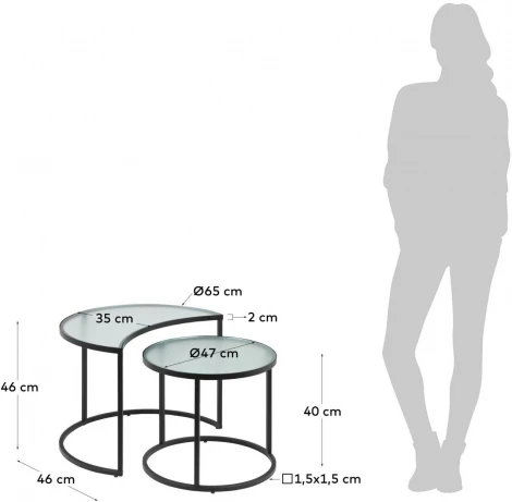 Журнальный стол La Forma (ex Julia Grup) Bast (Черный,Прозрачный/ Металл,Сталь,Стекло)