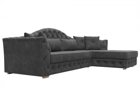 Диван угловой Артис правый угол (Брус,Рейка/Пластик/Велюр/Темно-серый) Лига Диванов 128025