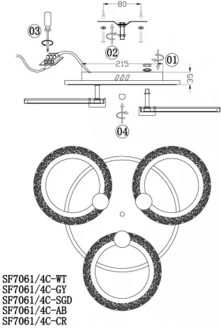 Потолочная люстра Seven Fires Snorri SF7061/4C-SGD-BL
