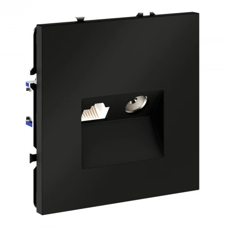 Розетка телевизионная встраиваемая TV+RJ45 Voltum S70 VLS060708 (черный матовый)