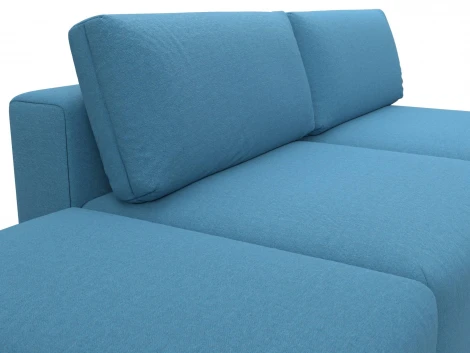 Диван прямой модульный с пуфом Лига-060 НПБ (ЛДСП,Брус,Фанера/Пластик/Рогожка/Голубой) Лига Диванов 129677