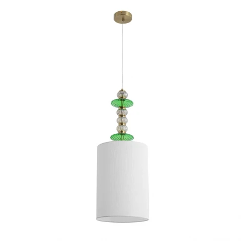 Подвесной светильник со стеклянным декором Lumion Ilmira 8337/1A бронза/белый/зеленый, металл/стекло/текстиль E27 60W 220V (на проводе)
