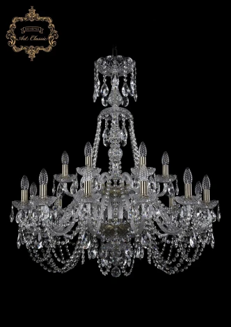 Подвесная большая люстра Art Classic 11.11 11.11.12+6.300.2d.XL-94.Br.Sp (220V, хрусталь, на цепи, подсвечник, свеча)