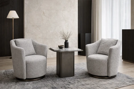 Кресло Верона(Verona) вращающееся, букле серый Orso-SER/бронза 70*77*80см Garda Decor