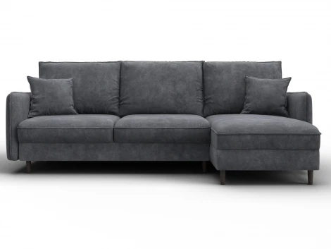 Диван угловой Лига-064 НПБ угол универсальный (ДСП/Дерево/Велюр/Темно-серый) Лига Диванов 129641