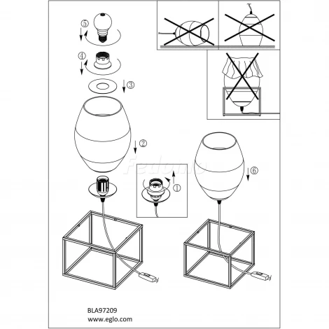 Интерьерная настольная лампа Eglo Olival 1 97209 (220V, выключатель, куб)