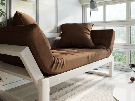 Кушетка Arsko Амбер беленый дуб коричневая рогожка