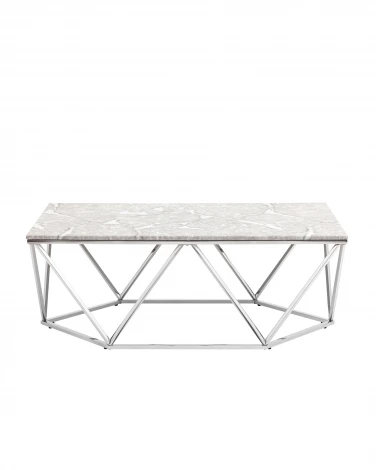 Журнальный столик Stool Group Авалон 122*66 серый мрамор сталь серебро УТ000036331