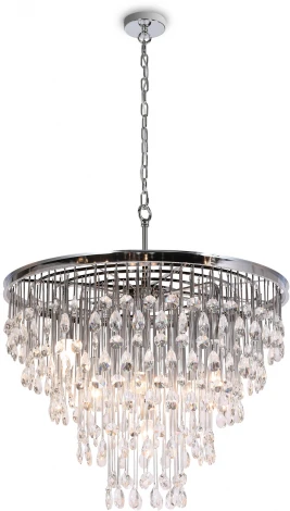 Подвесная люстра каскадная Maytoni Linn MOD091PL-09CH (220V, хрусталь, подвески, на цепи)