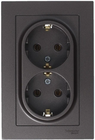Розетка встраиваемая двойная с заземлением (мокко) Systeme Electric AtlasDesign ATN000624