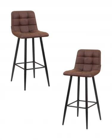 Набор 2 шт стул барный DOBRIN NICOLE (черные матовые ножки, коричневая микрофибра (PK-03))