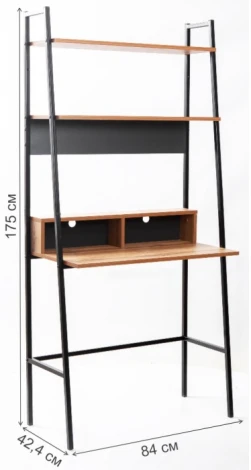 Письменный стол Woodville Минден с надстройкой дуб вотан / антрацит черный 553628