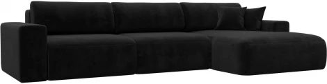 Диван угловой Лига-036 НПБ Классик Лонг правый угол (Черный/Велюр) Лига Диванов арт.121397