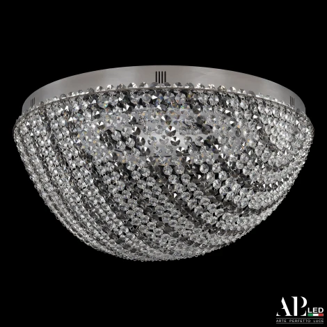 Потолочная люстра светодиодная с пультом APL LED Sicilia SH501.2.50.R.LED-DIM.Ni.Clear.731 (220V, хрусталь, круглые)