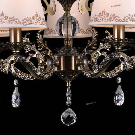 Люстра подвесная Natali Kovaltseva Calais, 5 плафонов, бронза с белым, коричневым и прозрачным