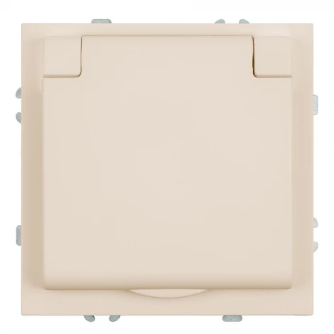 Розетка с заземлением с защитной крышкой (кашемир, soft touch) Stekker Эмили 49907