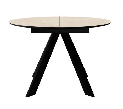 Стол DikLine SKC100 d1000 Керамика Krater Perla (бежевый матовый)/подстолье черное/опоры черные арт.00-00075479