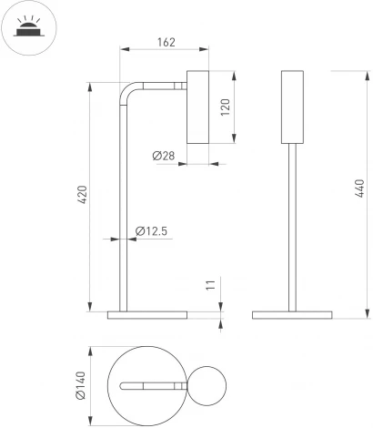 Светильник настольный SP-VERDI-TAB-3W Warm3000 (WH, 20 deg, 230V) (Arlight, IP20 Металл) 051668 (LED)
