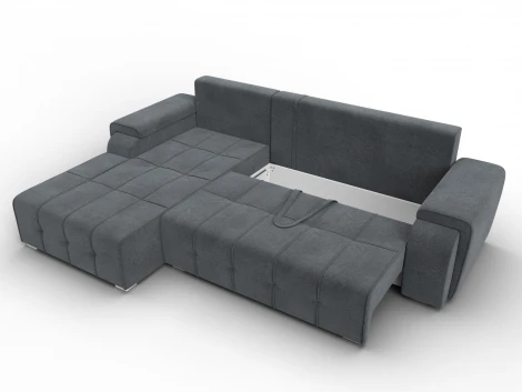 Диван угловой Лига-121 левый угол (ДСП,Брус,Велюр/Светло-серый) Лига Диванов 137355L