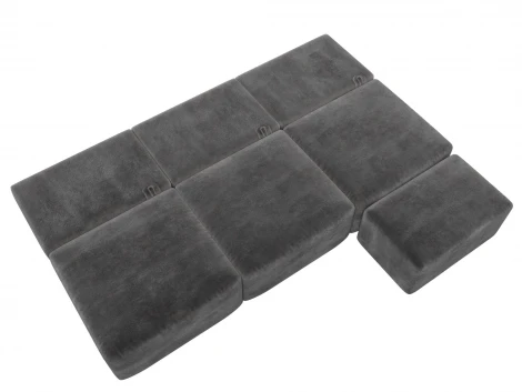 Диван прямой модульный с пуфом Лига-060 НПБ Лонг (ЛДСП,Брус,Фанера/Пластик/Велюр/Серый) Лига Диванов 129477