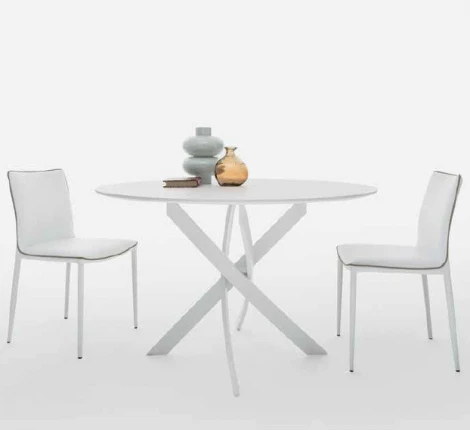 Стол BARONE (01.92) G093 хром/С150 э-бел. гл. стекло, L021алюм.вставка, M-City