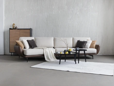 Диван Ispani угловой левый ОГОГО (арт.799392), (Ткань,Экокожа/Коричневый,Зеленый)