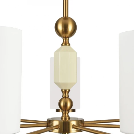 Потолочная люстра на штанге Lumion Mila 8427/7C латунь/белый/зеленый, металл/керамика/стекло E27 7*60W 220V