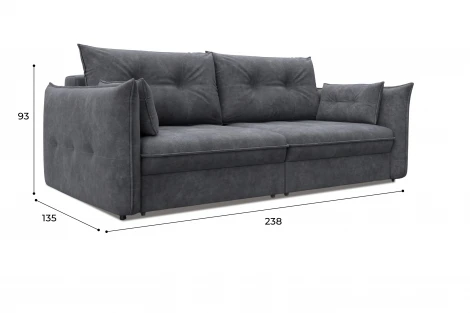 Диван прямой Лига-100 НПБ (ДСП,Фанера/Пластик/Велюр/Темно-серый) Лига Диванов 133643