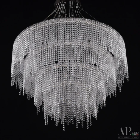 Подвесная люстра каскадная хрустальная светодиодная APL LED Sicilia SH02.93.4D.B.Ni.4000 (220V, на тросе)