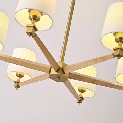 Потолочная люстра на штанге Jorgenson D85 White/Light Wood By ImperiumLoft Stavra01 (220V)