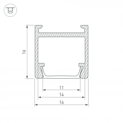 Профиль PDS-H16-2000 ANOD (Алюминий) 023858 Arlight