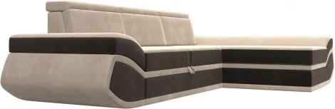 Диван угловой Лига-032 правый угол (Бежевый,Коричневый/Велюр) Лига Диванов арт.121643