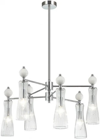 Потолочная люстра на штанге Lumion Emily 8268/6 хром/белый/прозрачный, металл/керамика/стекло Е14 6*40W 220V