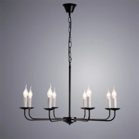 Подвесная люстра Arte Lamp Graff A1857LM-8BK (220V, на цепи, свеча)
