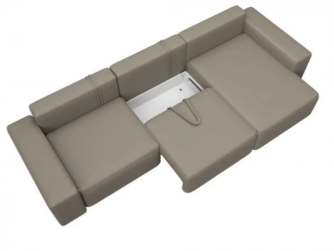 Диван угловой Лига-074 угол универсальный (ДСП/Пластик/Экокожа/Бежевый) Лига Диванов 129871