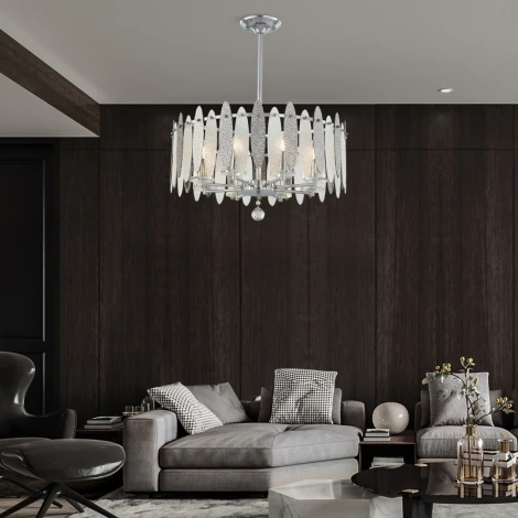 Подвесная люстра хрустальная на штанге Arte Milano Sorrento-3309 373309/8/350/570 CR (220V)