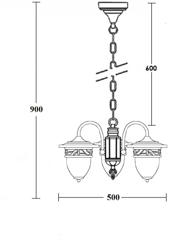Уличный светильник подвесной Oasis Light KRAKOV 1 L 87270L/18/3 Gb (220V, на цепи, фонарь, под старину, IP44)