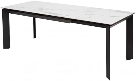 Стол CREMONA 140 MATTE STATUARIO Белый мрамор матовый, керамика/ черный каркас М-City
